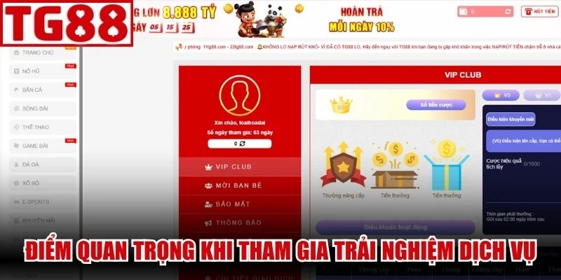 Một số điểm quan trọng khi tham gia trải nghiệm dịch vụ